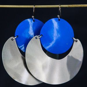Blue and Silver Circle Earrings